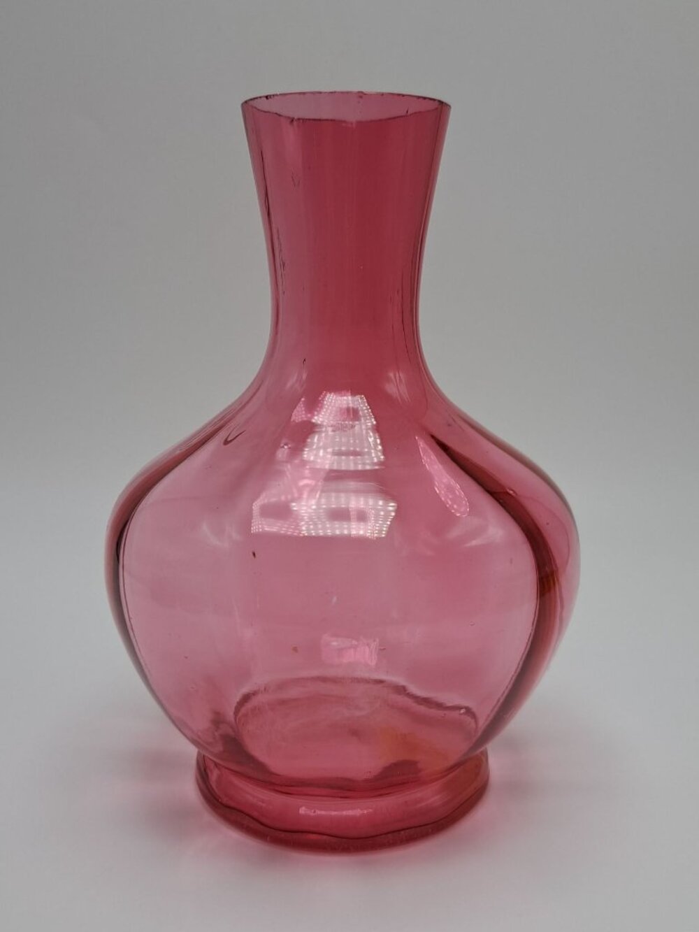 Cranberry Glass Vase Hand Blown Vintage Style Decorative Accent Piece